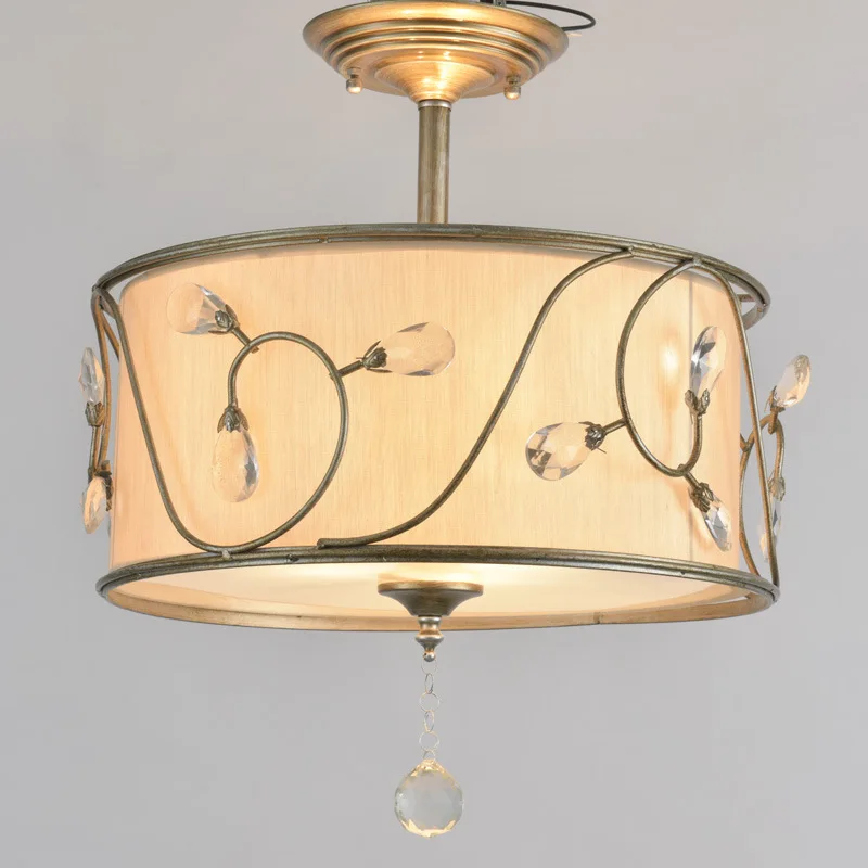 Modern Drum Shade Re Crystal Chandelier Fabric Ceiling Lamp Drum Shade Re Crystal Chandelier