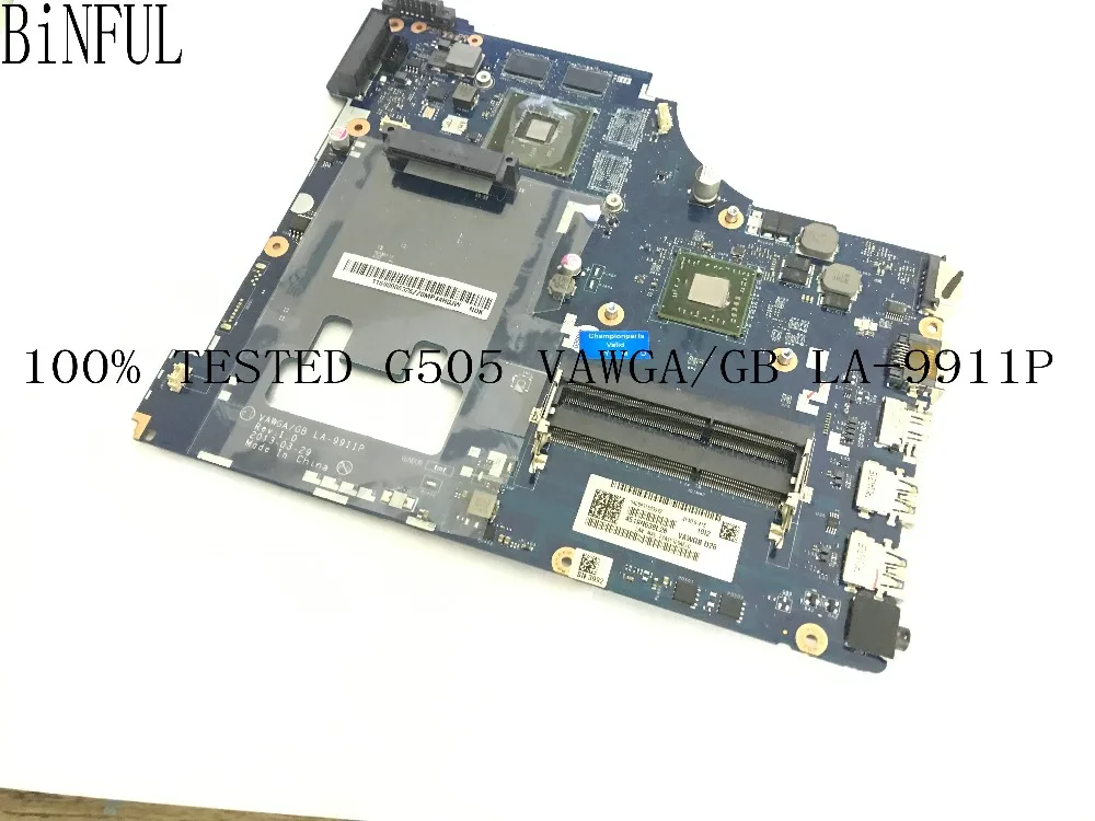 BiNFUL 100% جديد اختبار VAWGA/GB LA-9911P اللوحة المحمول لينوفو G505 دفتر البناء في الفيديو بطاقة + e1 المعالج
