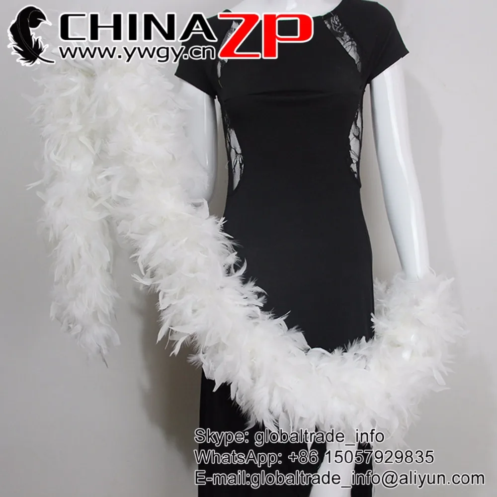 

CHINAZP Party Feather Boas Hand Selected Prime Quality 150G Turkey Chandelle Feathers Boas White Bulk for Customs Carnival