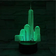 Usb 3d Led Night Light World Trade Center Atmosphere Lamp Decoration RGB Kids Baby Gift Famous Buildings Table Lamp Bedside neon india taj mahal usb 3d led night light veilleuse lamp decoration rgb kids baby gift famous buildings table lamp bedside neon
