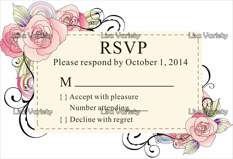 Personalized RSVP Card with Free Envelope for Wedding / Party 50 pcs/lot R15 | Дом и сад