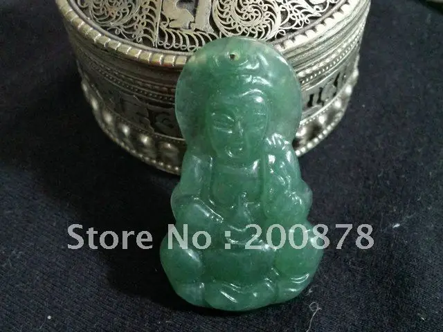 

TBP510 Buddhist GuanYin amulets charm,40*25mm,Natural Green Jade Buddhism amulet pendants,kwan-yin,10pcs lot