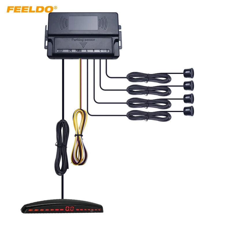 FEELDO 1Set Car Front Parking Aid System 4 Sensor Ultrasonic Radar With