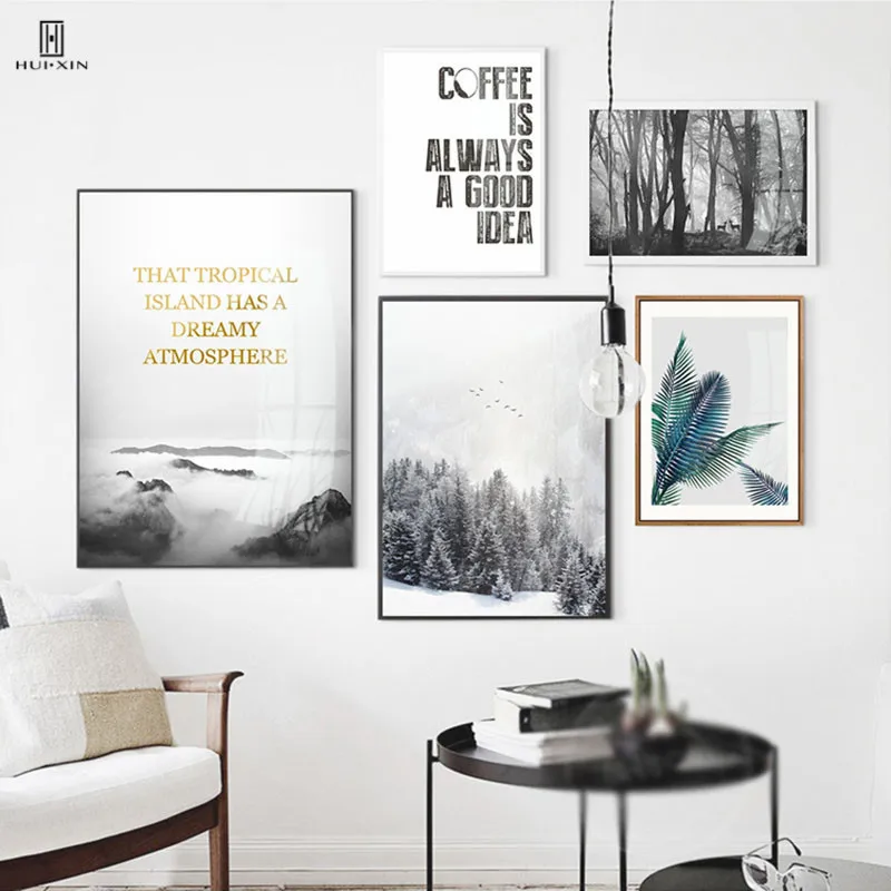 

The Fresh Of The Blue Leaf The Letters That Coffee Is Always A Good Idea Have The Gray Lines Decorative Painting For Home Decor