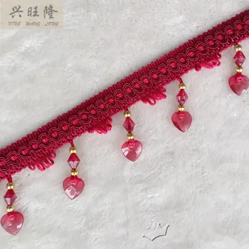 

XWL 12Yards/Lot Crystal Love Beads Curtain Lace Accessories For Drapery DIY Sewing Tassel Fringes Trim Ribbons Textile Decor
