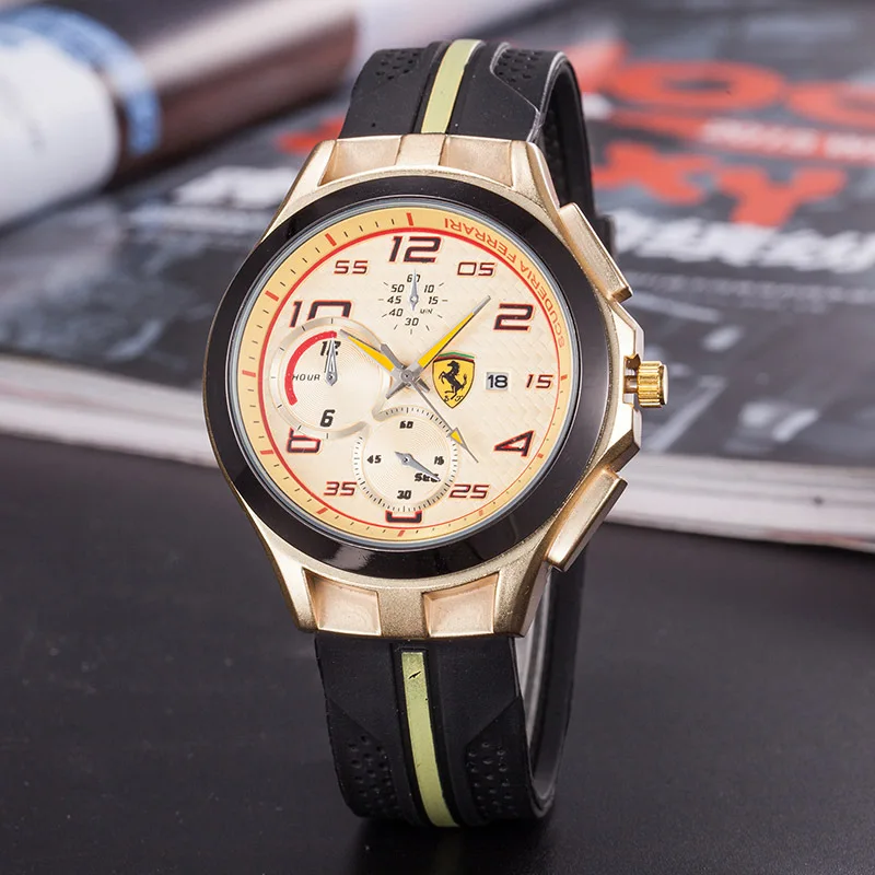 SCUDERIA FERRARI Fashion Watches Men Striped Resin Band Male Quartz Wrist Watches Top Brand Luxury Montre Homme 826749523