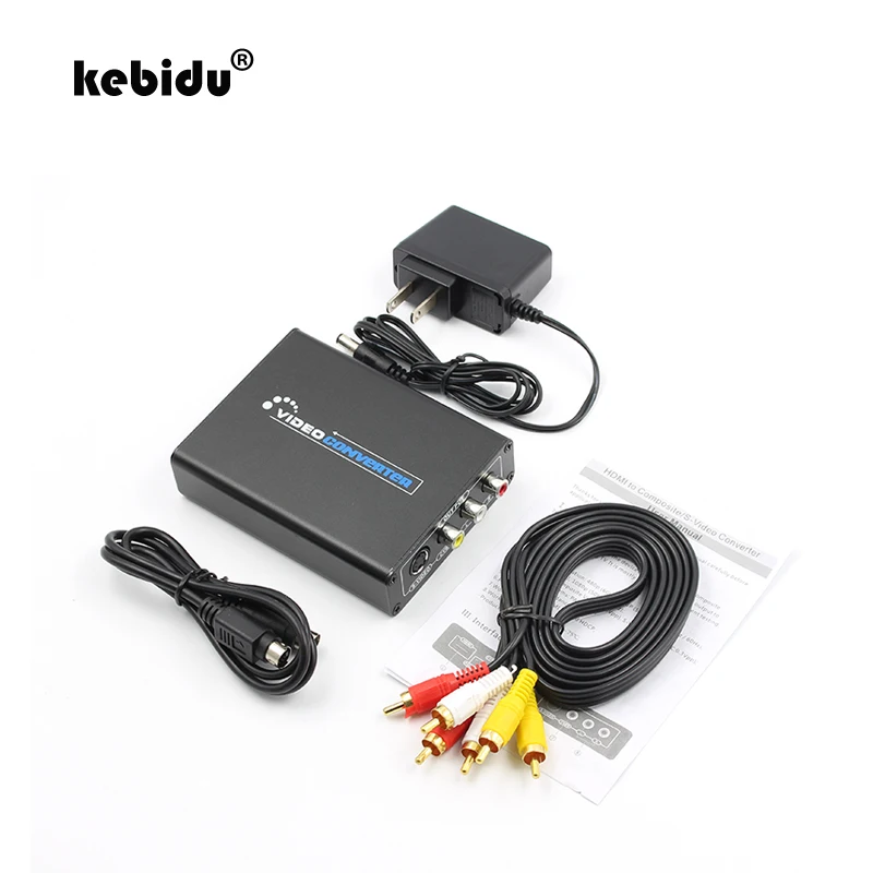 Kebidu HDMI в композитный 3RCA AV S Video R/L аудио видео конвертер адаптер для Upscaler поддержка