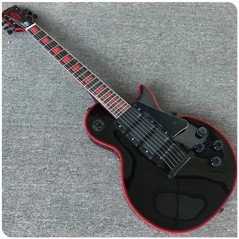 Gisten Red binding & Red Inlay Custom shop Electric guitar black black