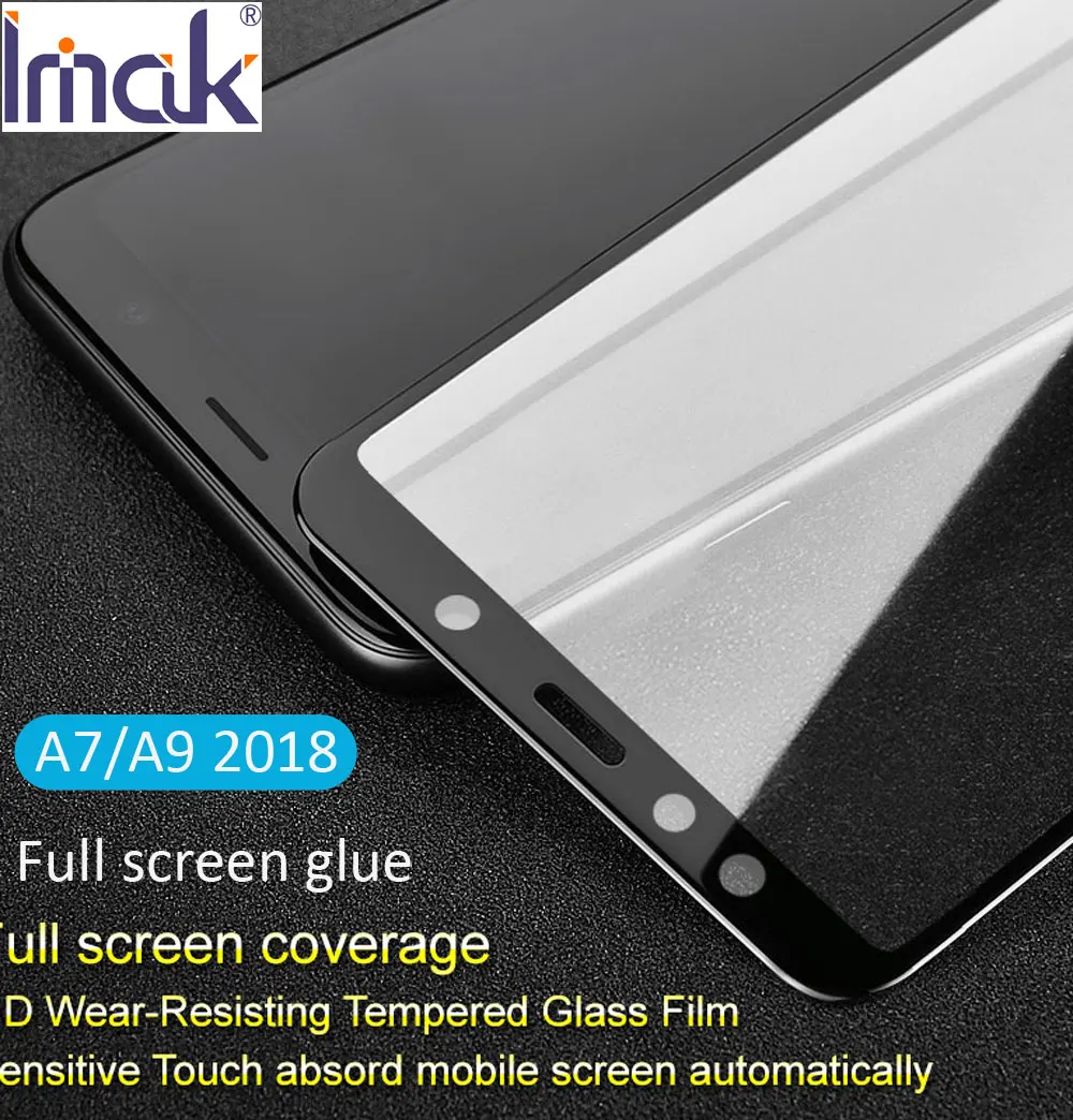 

imak Pro+ Full Screen panel Glue Cover Tempered Glass For Samsung Galaxy A7 A9 2018 2.5D oleophobic