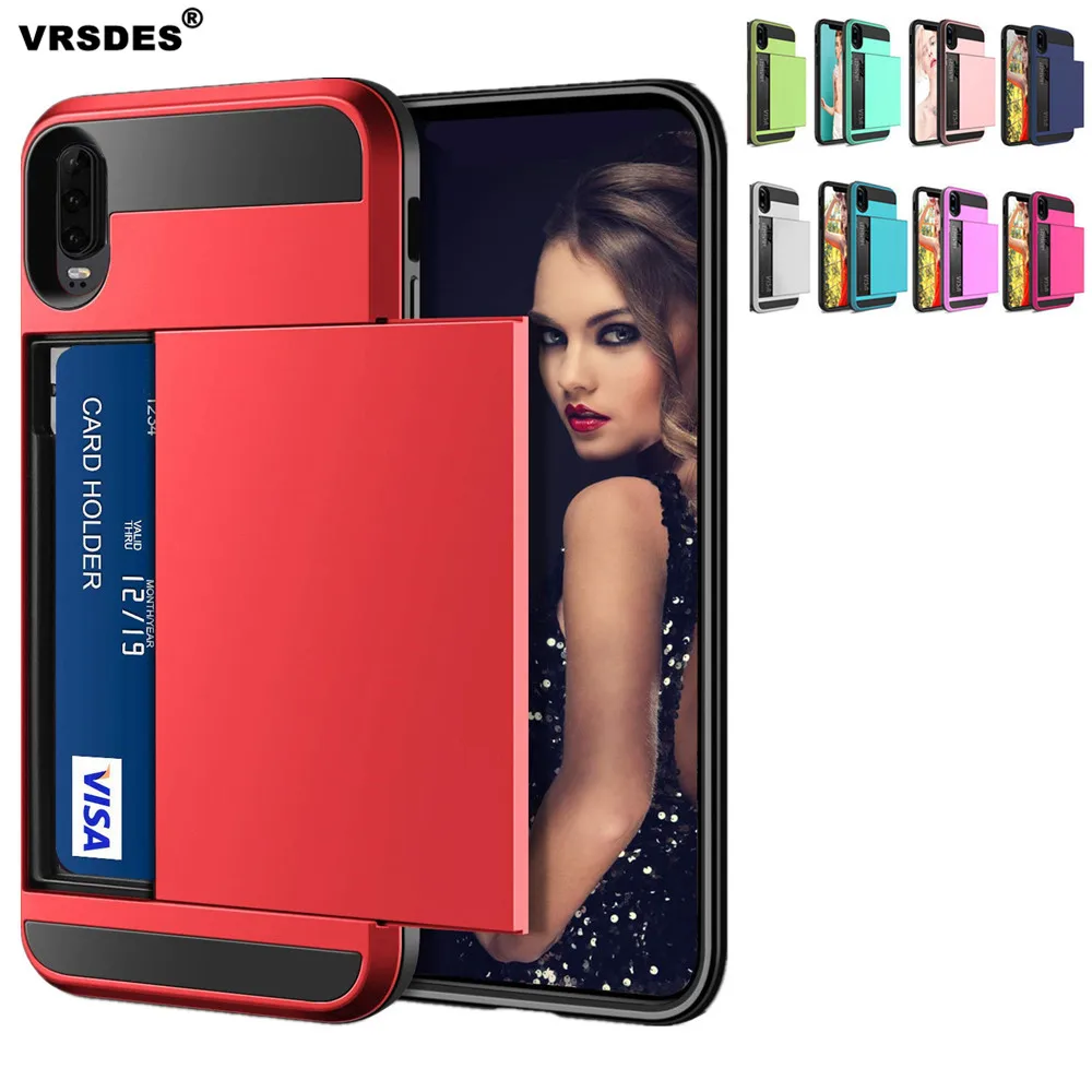 

For Huawei P20 P30 Pro Lite P Smart 2019 Case Wallet Card Slot Sliding Door Hidden Pocket Case For Huawei P Smart 2019 P20 P30