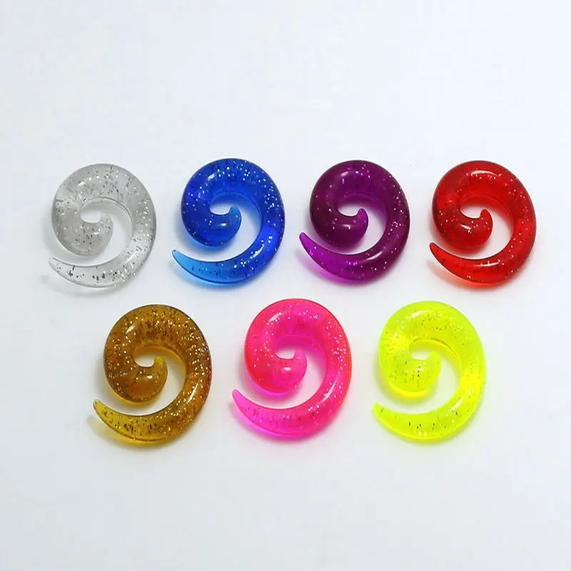 free shipping body piercing jewelry acrylic glitter color spiral ear