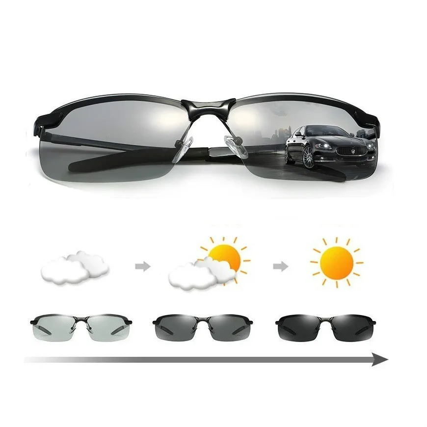 Photochromic Sunglasses Men Polarized Day Night Vision driving