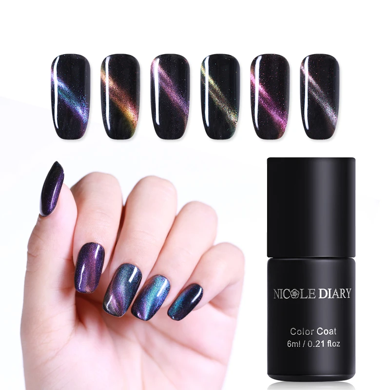 

NICOLE DIARY 6ml Cat Eye Nail Gel Polish 5D Fantasy Magnetic Gel Glitter Soak-off UV Gel Polish 6 Colors