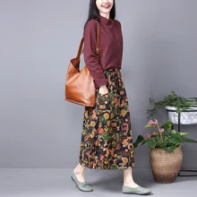 Длинная юбка Faldas Mujer Весенняя новая свободная юбка средней длины с высокой талией из пеньки Женская художественная и художественная