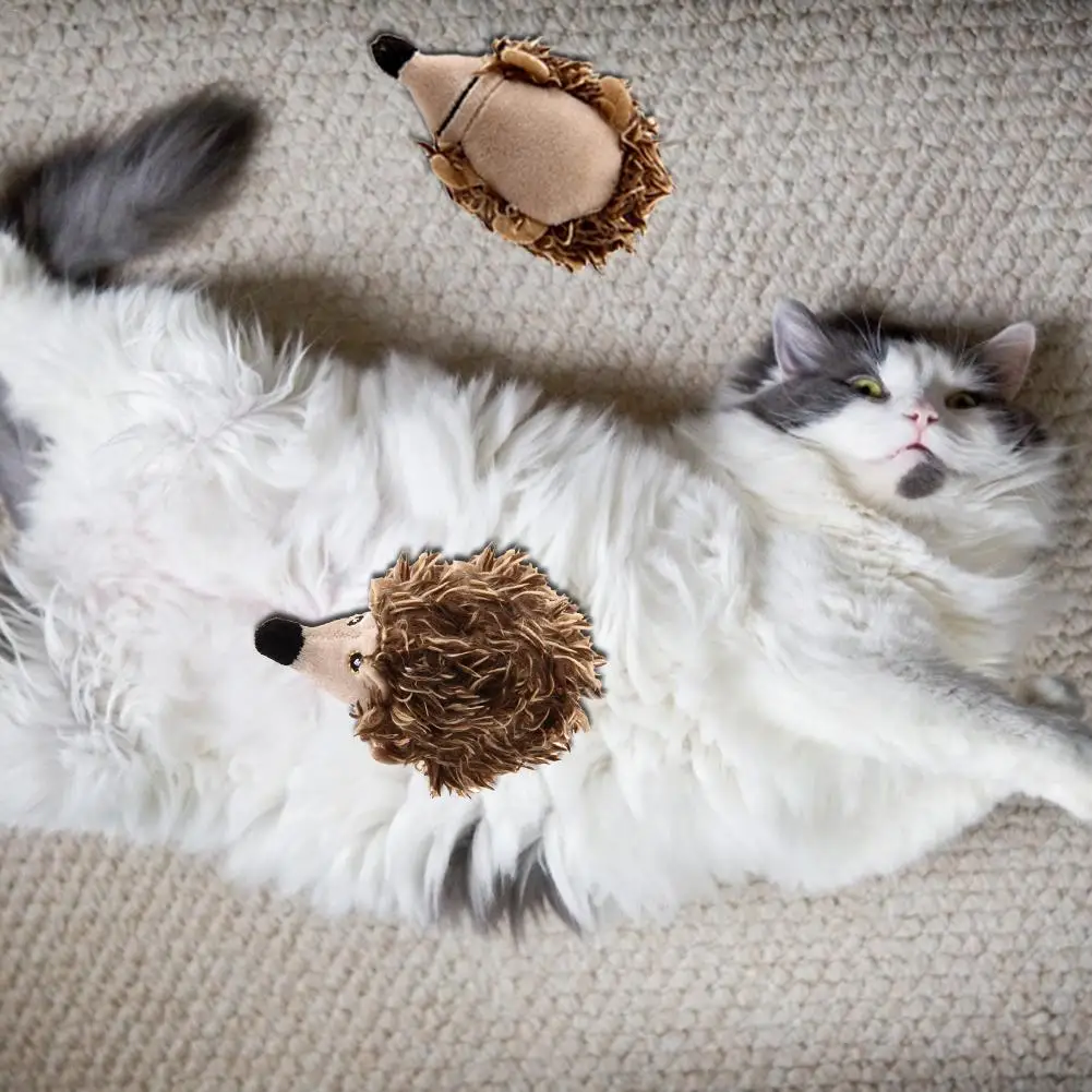 Cat Toy Pet Sounding Interactive Toy Vocal Hedgehog Shaped Plush Doll