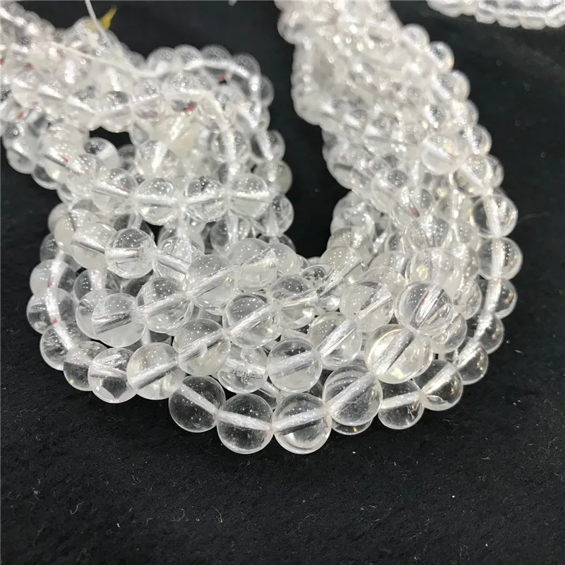 

Natural Crystal Stone Beads White Quartz Crystals Loose Gemstone 15" Strand 4 6 8 10MM For Jewelry Making Diy Women Bracelet