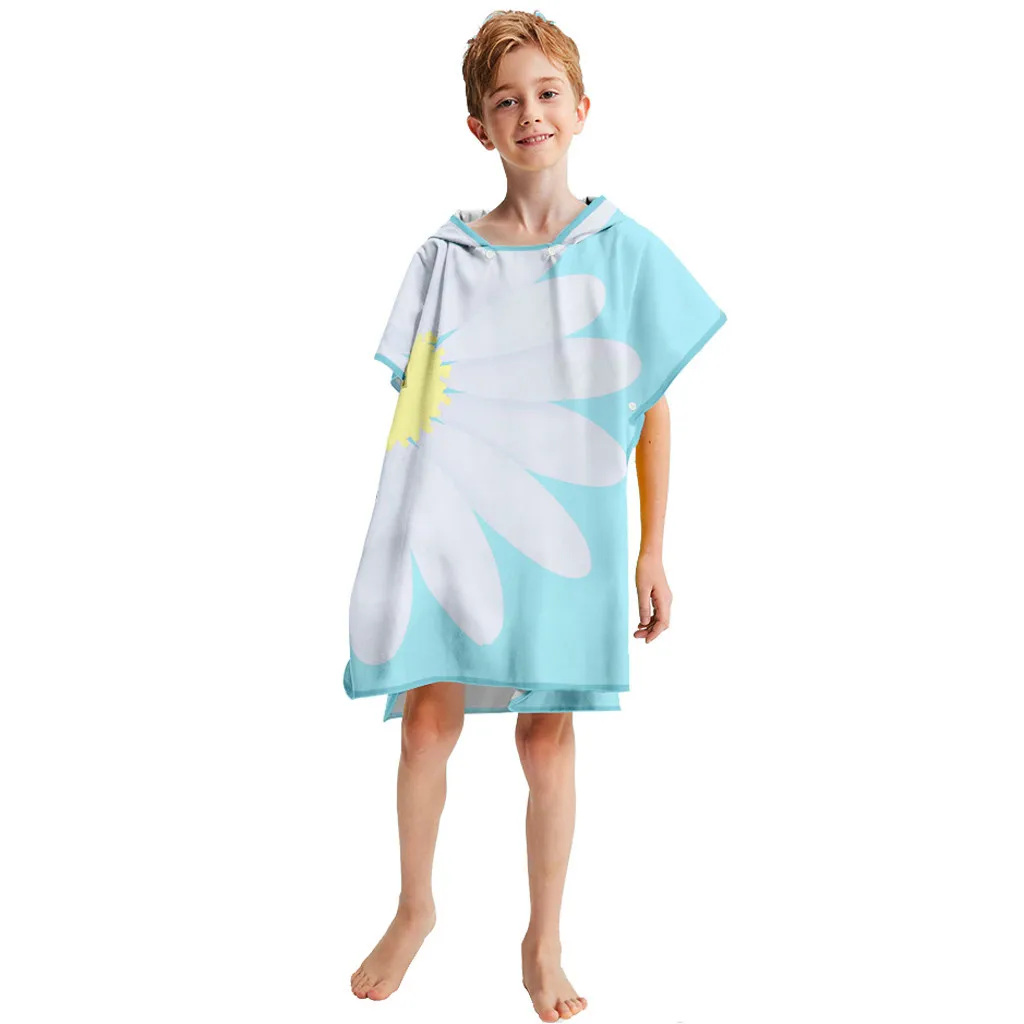 Детский банный халат с капюшоном и 3D цифровой печатью для маленьких мальчиков и девочек, пляжное полотенце из микрофибры kawaii, Дамское пляжное полотенце, сухое полотенце для купания