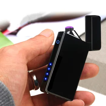 

New Design Fingerprint Induction Touch Double Arc Usb Charging Lighter Plasma Electronic Lighters Gadgets for Men Smoking