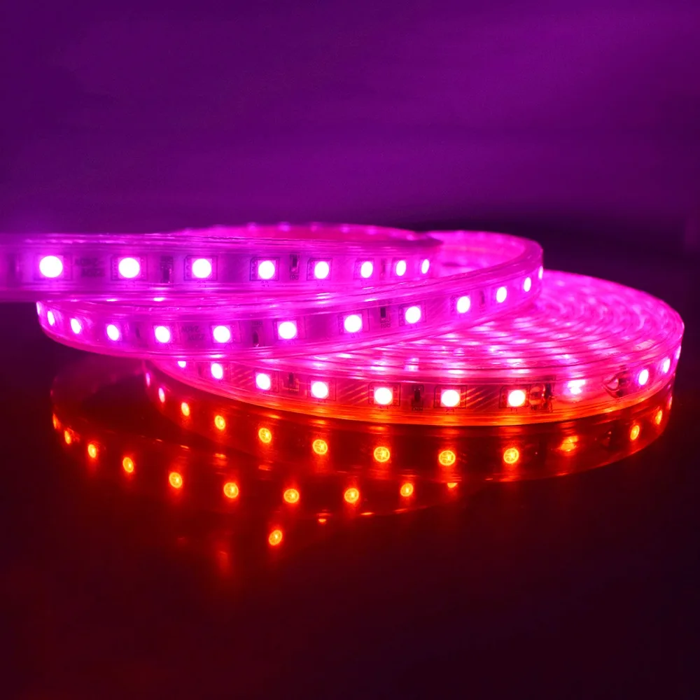 Светодиодная гибкая лента 220 в IP67 водонепроницаемая RGB 5050 60LED s/m светодиодный ная с