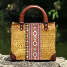 Тайская соломенная сумка, женская сумка, Ретро стиль, ротанг, хлеб, посылка, дорожная пляжная сумка, Европейский и американский стиль, соломенная сумка