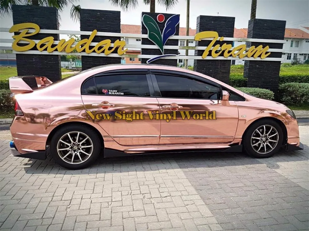 US $220.20 Best Quality Stretchable Mirror Rose Gold Chrome Vinyl Wrap Film For Car Wrapping Film Bubble Free