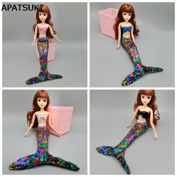 

Dolls Party Dress For Barbie Doll Gown Skirt Fashion Clothes For Barbie Dollhouse Sequin Mermaid Tail Dresses Toy Doll Accessory