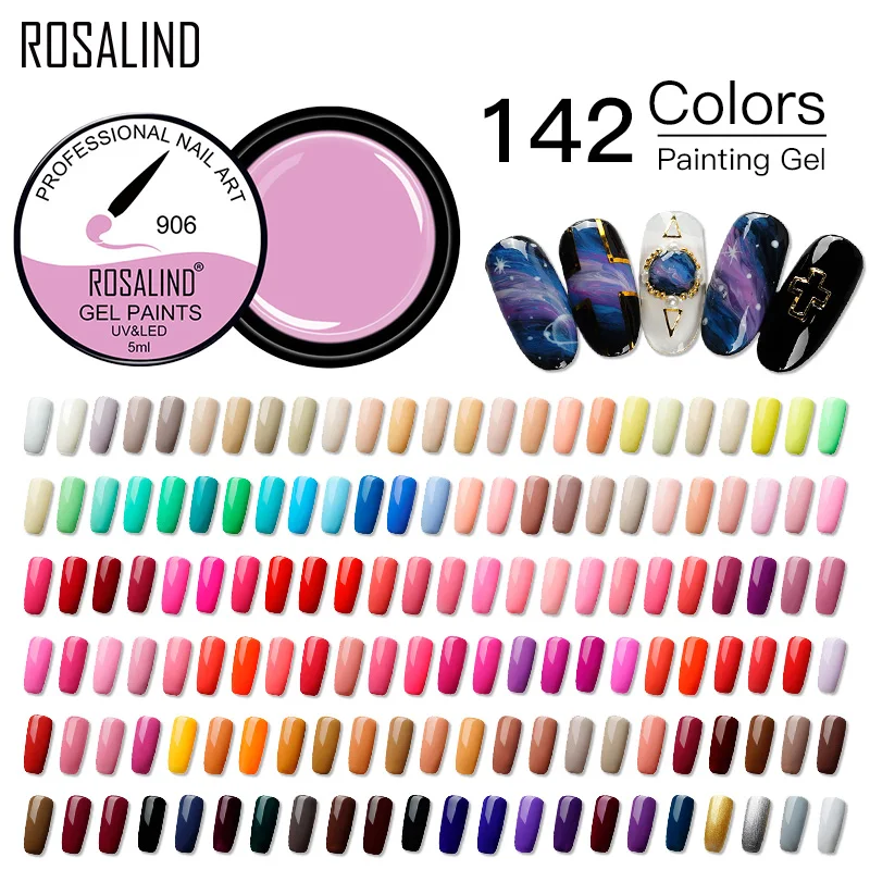 ROSALIND 5ML Painting Gel Nail Polish All For Manicure 142 Colors Gel Varnish DIY Top Base Coat Hybrid Primer Of Nail Art Design