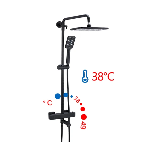 GAPPO Душевая система, черный набор для ванной, смеситель для душа, водопад, термостатический смеситель, настенный кран для ванной - Цвет: Y23502