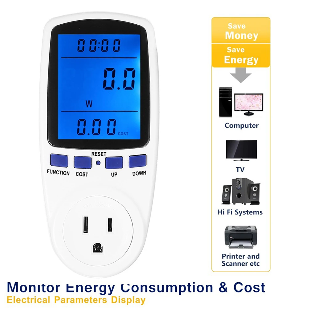

Digital Energy Meter Voltage Wattage Current Monitor Watt Checker Saving Power Electricity Socket Analyzer Electronic Switch
