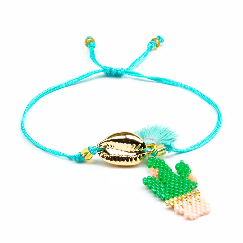 

Go2boho Gold Shell Pulseras MIYUKI Bracelet Cactus Charm Bracelets Delica Jewelry Gift Handmade 2019 Women Green Cactus Bileklik