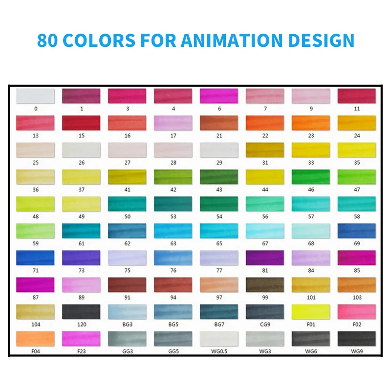 STA 30/40/60/80 Цвета маркер для рисования на спиртовой основе Маркеры Набор ручек для рисования комиксов двойной светодиодный Эскиз Маркер ручки для дизайна расходные материалы - Цвет: 80 Animation Set