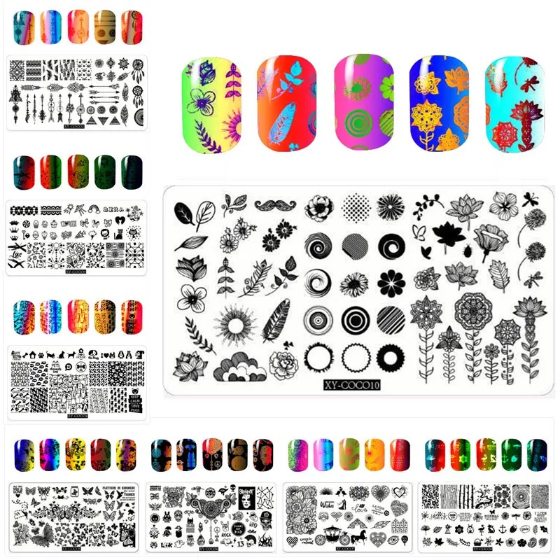 

14pcs/Lot Nail 3D DIY Manicure Plate Flower Pattern Nature Geometry Series Design Nail Art Stamping Plate