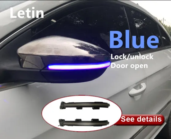 

Upgrade BLUE! SMOKE BLACK Dynamic blinker rearview Mirror indicator LED Turn Signal Light For VW Golf 7 MK7 7.5 GTI Sportsvan