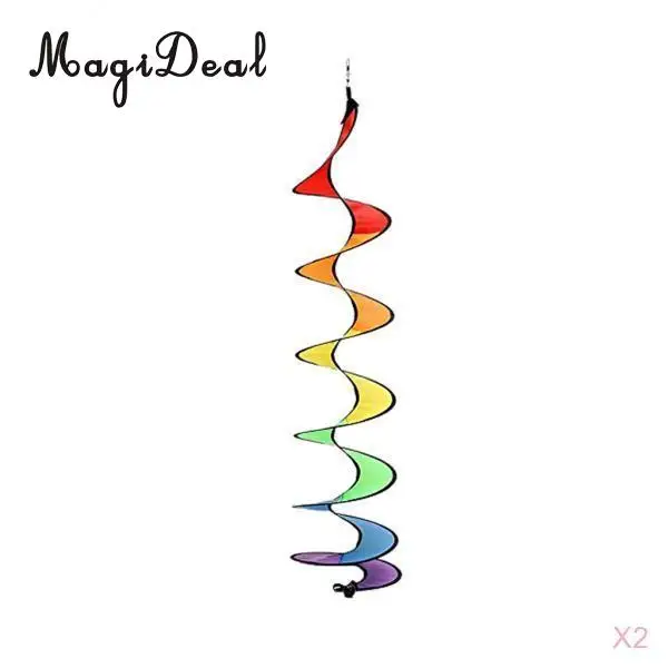 2Pcs 55'' Rainbow Nylon Windmills Wind Windsocks Tent Home Lawn Yard Garden Party Decor Whirligig Outdoor Toy Foldable