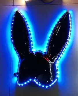 Новейшая 10 шт. светодиодная светящаяся красочная маска кролика светодиодный светильник на Хэллоуин Маскарадная маска для вечеринок на день рождения Рождественский подарок маска - Цвет: blue led light