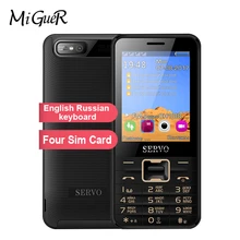 Servo V8100 2,8 дюймовый мобильный телефон 4 sim-карты сотовые телефоны Bluetooth MP3 русская клавиатура 1100 мАч в режиме ожидания длительный срок службы батареи