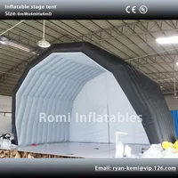 Free Shipping 6x4m Inflatable Stage Tent Black Exhibition Cover Display Marquee For Outdoor Music Concert Events 2