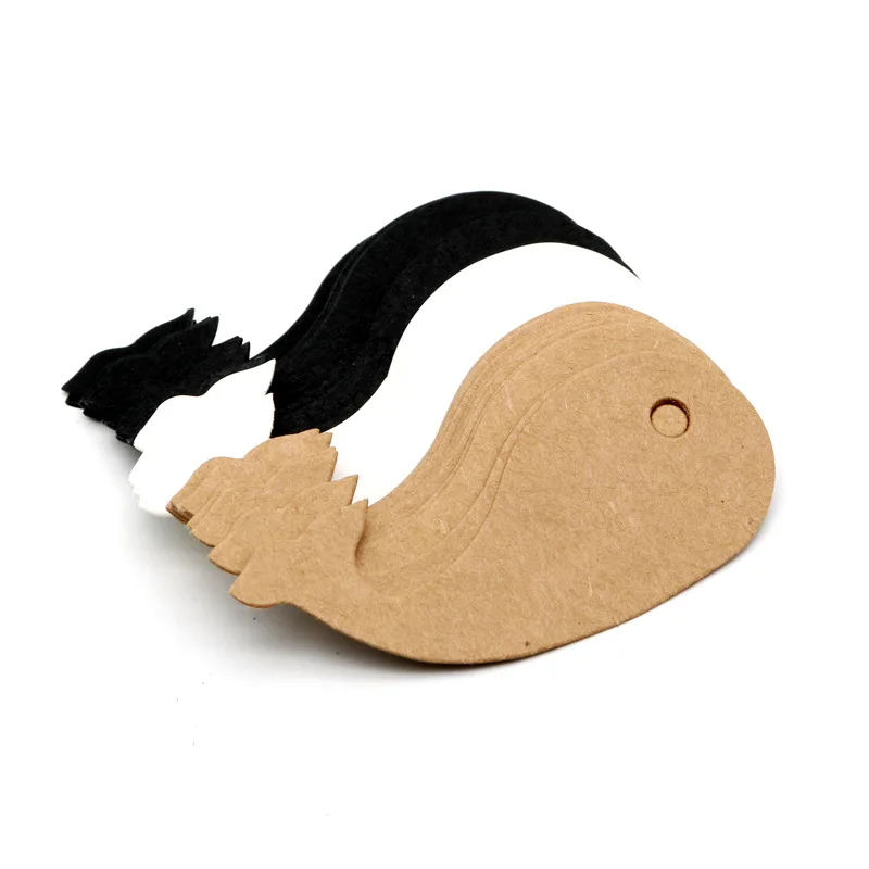 

100PCS fish Kraft Paper Tags Garment DIY Crafts Cards Price Hang Party Gift Packaging Label Bookmark Luggage Tag