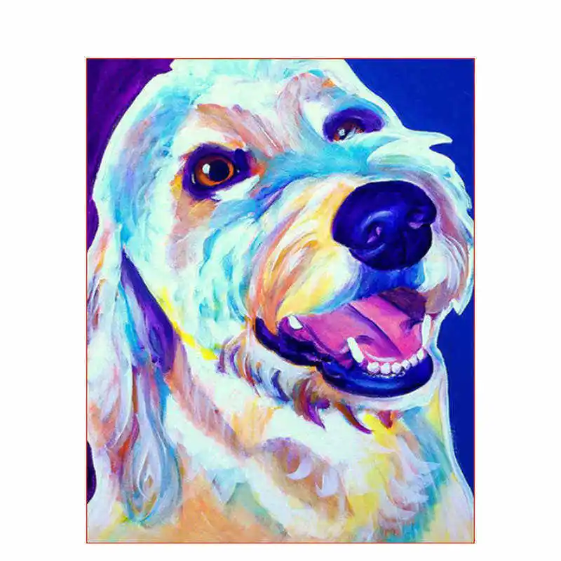 

Abstract painting of undecorated Brighten dog gift female by number Modern art diy digital painting photo