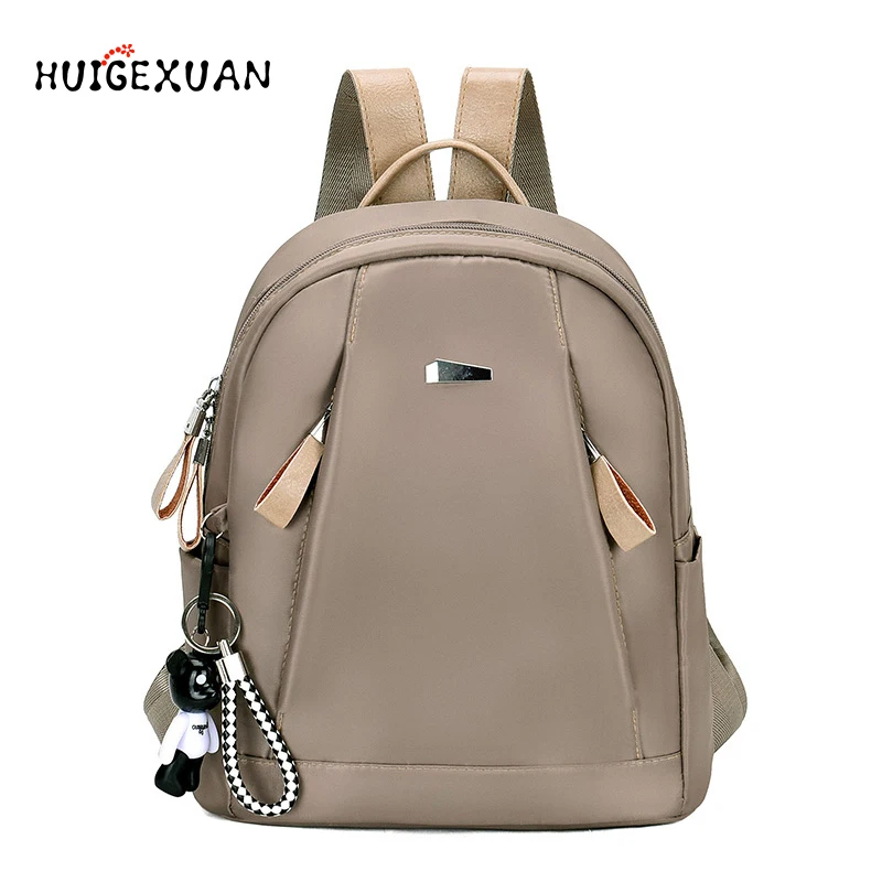 

Women Oxford Cloth Backpack Solid Teenage Schoo Backpacks High Quality Waterproof Backpacks Cute Bear Pendant Feminine Backpacks