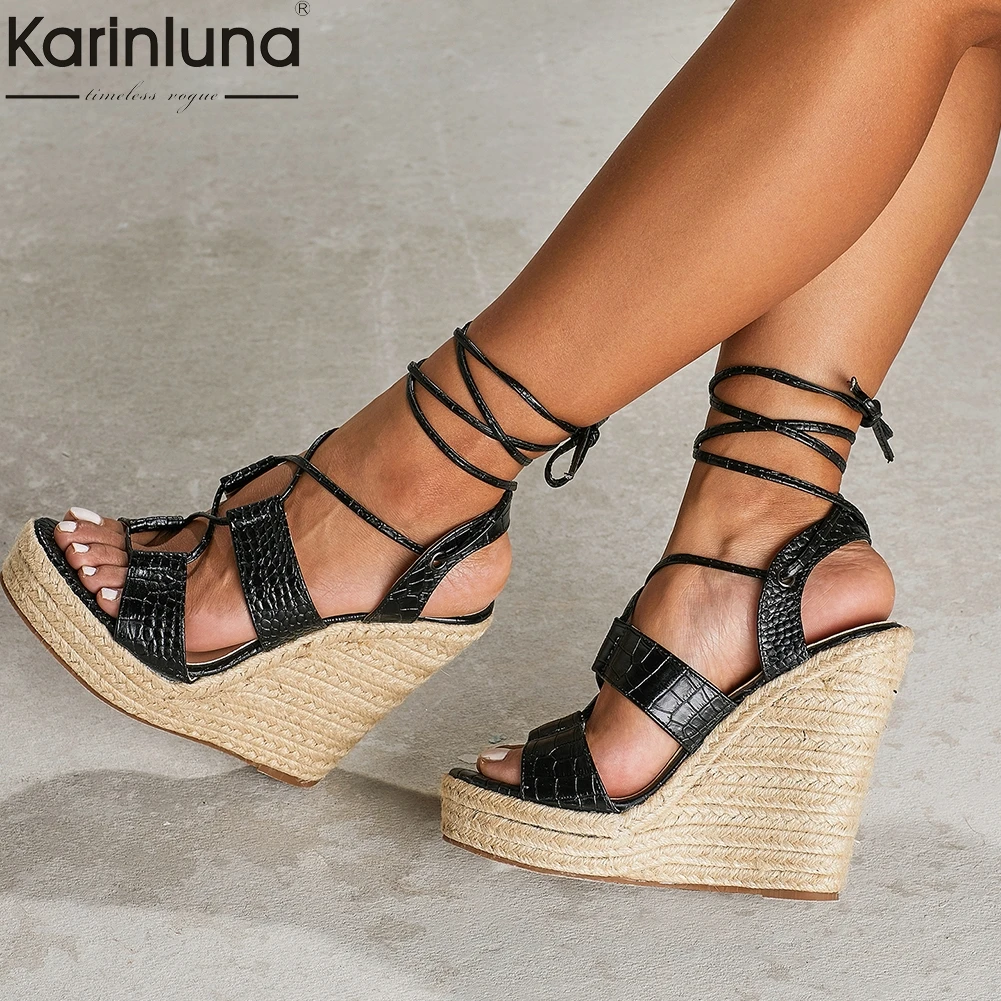 

Big size 42 INS sexy Ankle-wrap Wedges sandals Women Shoes 2019 Summer leisure Party Platform High Heels sandals Women shoes