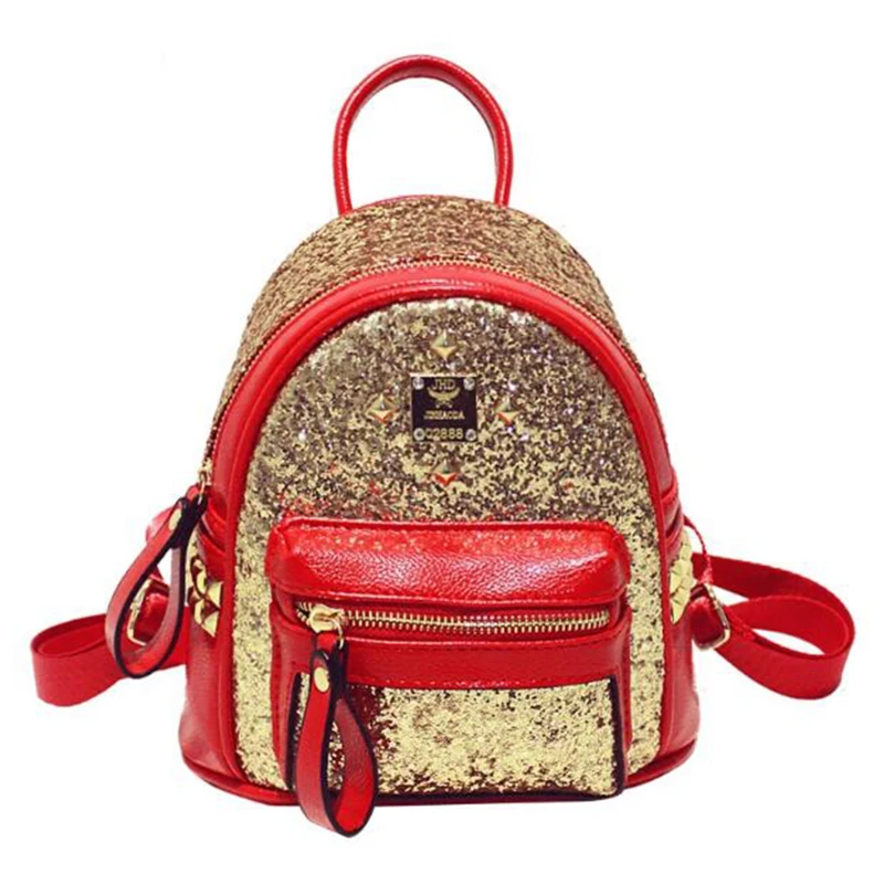 New 2017 Fashion Women Backpack Fashion Embroidered Sequins Backpack Rivet Women Leather Backpack School Bags Travel
