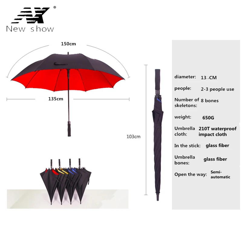 NX большой гольф двухслойный зонт полуавтоматический Защита от солнца strongs ветрозащитная ручка длинный женский зонт от дождя