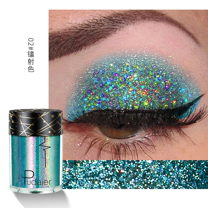 Pudaier Holographic Glitter& Shimmer Mermaid 36 Colors Eye Shadow Highlighter Face Festival Glitters Body Makeup TSLM1 - Цвет: 02