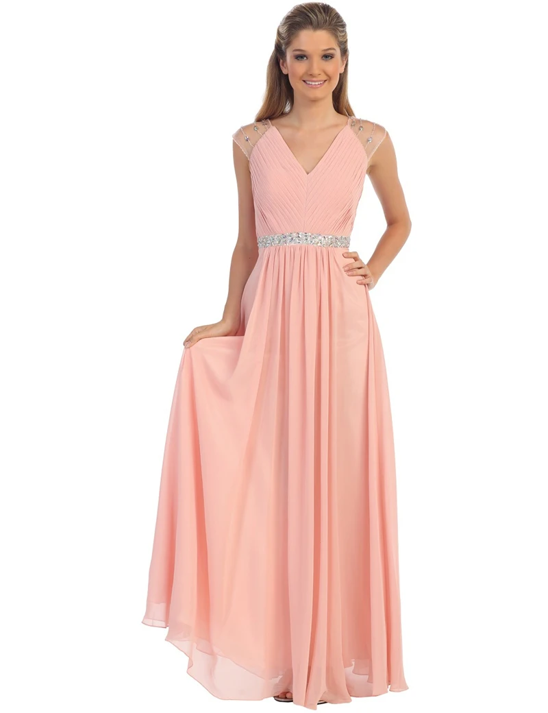 Blush Bridesmaid Dresses Long 2