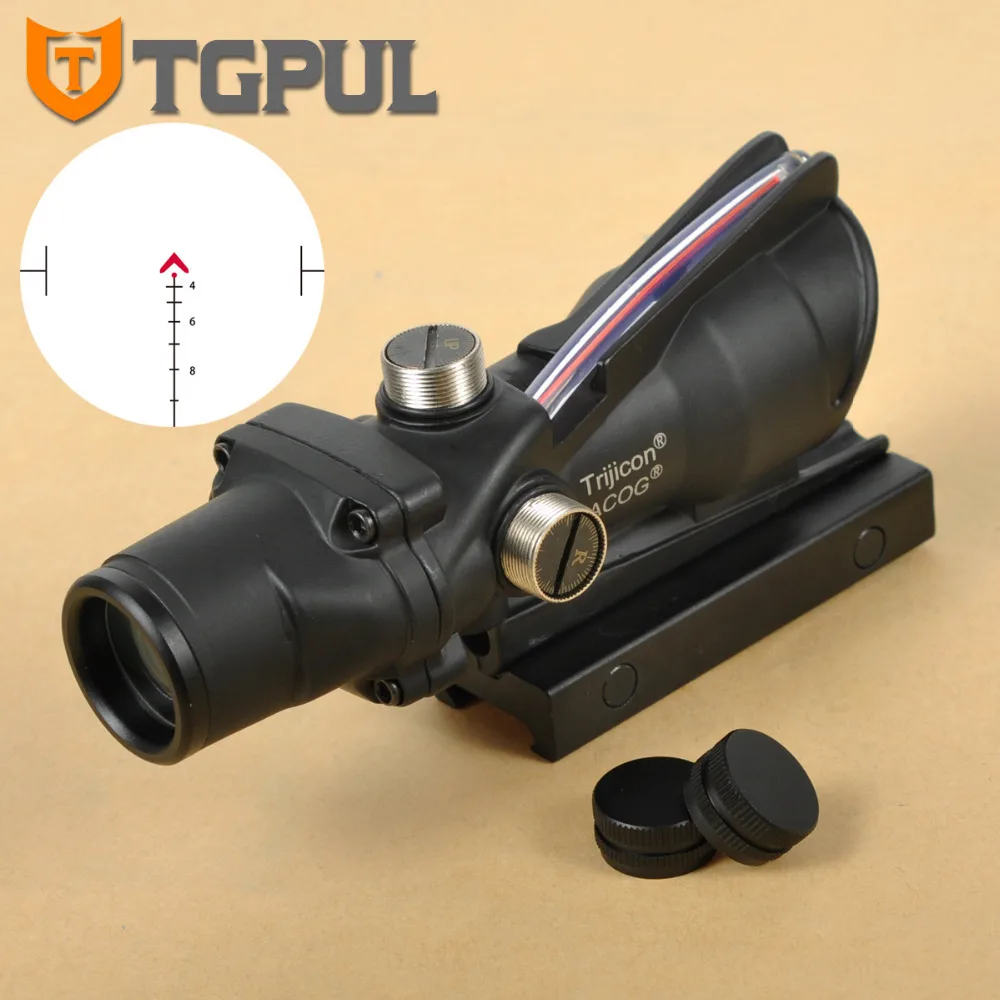 TGPUL Охотничий Прицел ACOG 4X32 настоящий волоконный оптика красный зеленый с