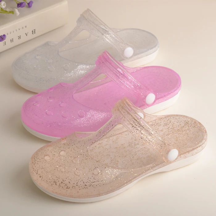 

Womens Sequins Jelly Crystal Clear Bling Flat Beach Sandals Slingback Shoes Girl Slipper Summer New 3Colors A1069