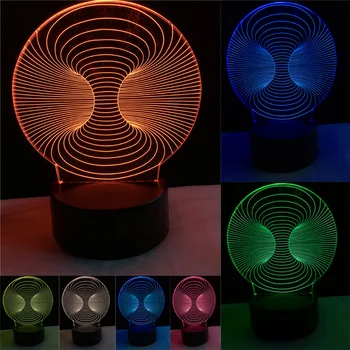 

Luminaria New LED Abstract Symmetry Circle 3D Visual 7 Color Gradient Night Light Holiday & Family Child Baby Kids Friends Gifts