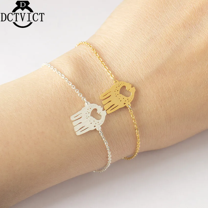 DCTVICT 10pcs/lot Heart Charm Love Giraffe Bracelets For Women Lady Kids Animal Jewelry Stainless Steel Gold Color Pulseras | Украшения и