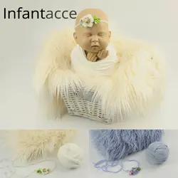 Реквизит для фотографии новорожденных одеяло фонов из искусственного меха детские для фотосессий Хлопок Основы набор для волос оголовье